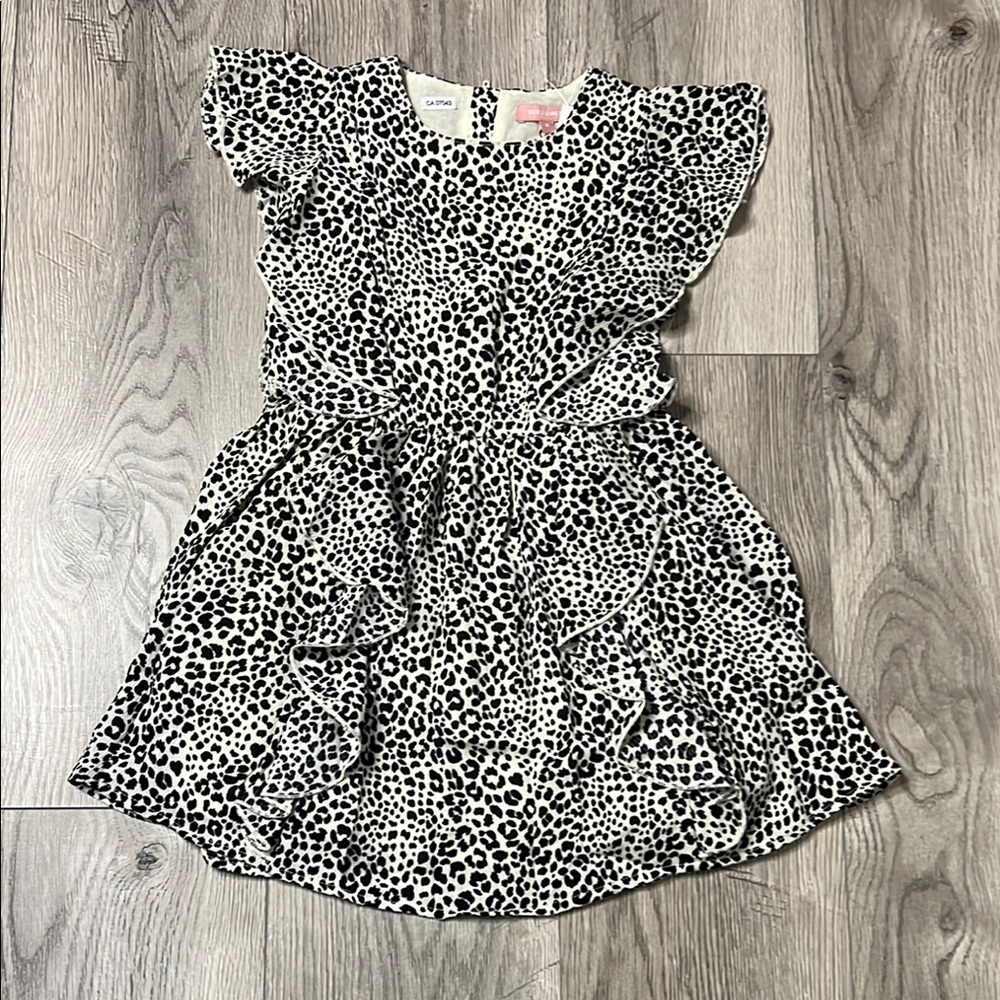 Girl’s BCBG Black and White Ruffled leopard print Sundress.
